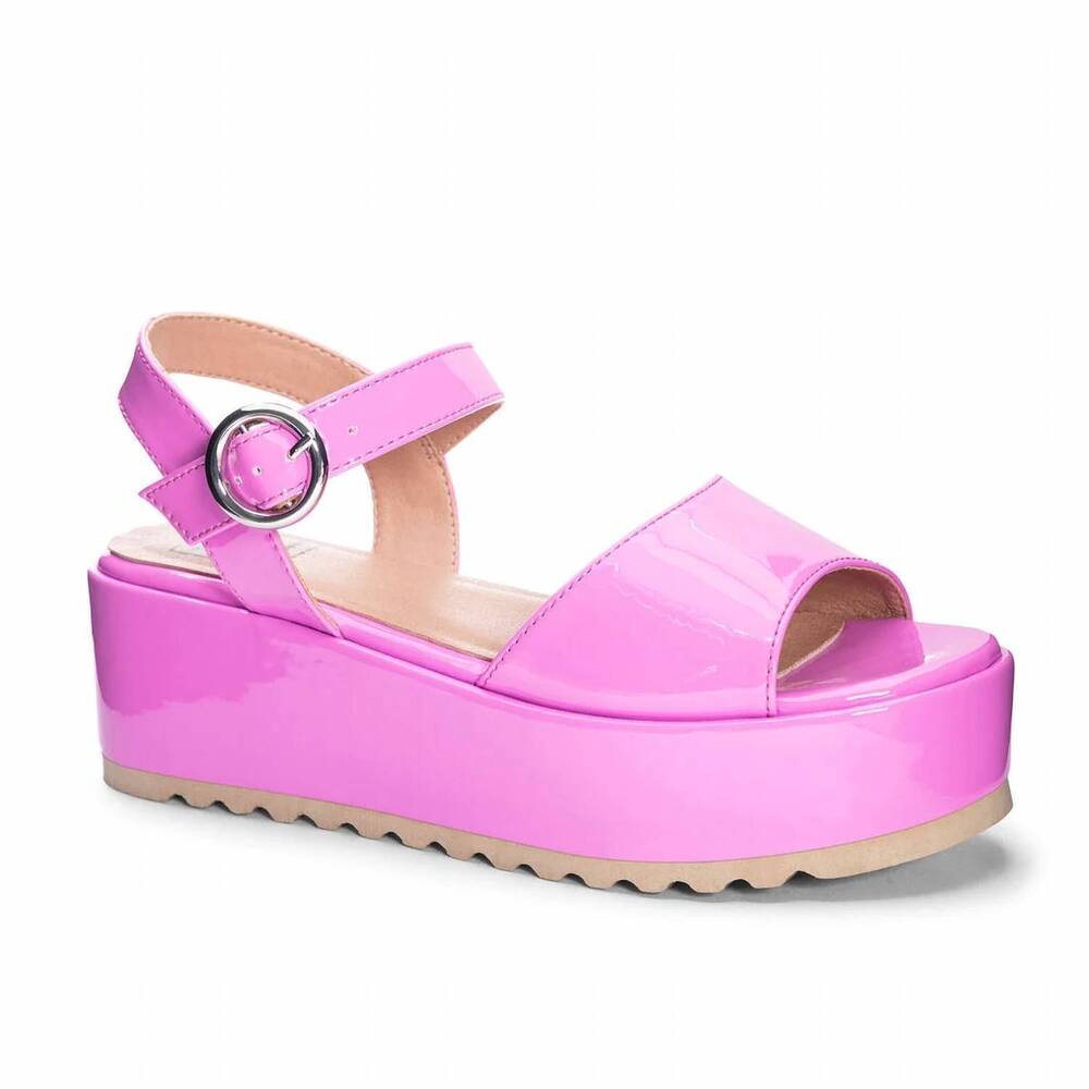 NEW CHINESE LAUNDRY women's jump out patent platform sandals in pink